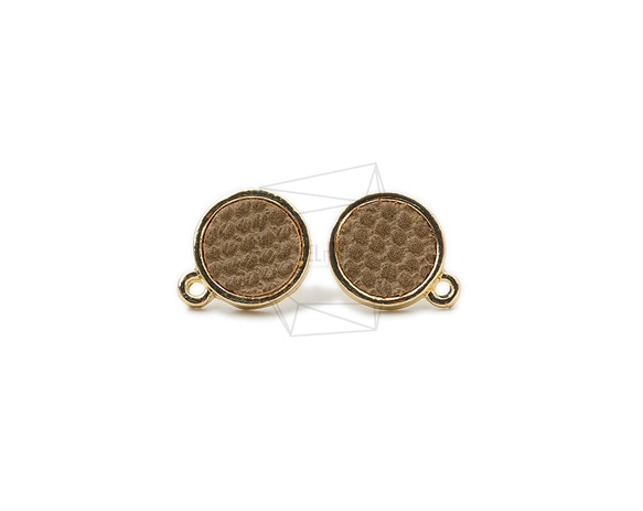 ERG-995-G【2個入り】ラウンドレザーレットピアス  ,Round Leatherette Earring