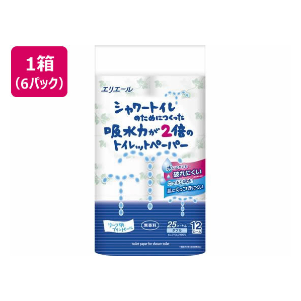 大王製紙 シャワートイレ 吸水力が2倍 12ロール W25m×6個 F377270