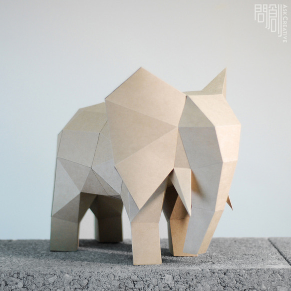 DIY 手作り 3D ペーパーモデルオーナメント小動物シリーズ - 象 (4 色オプション)