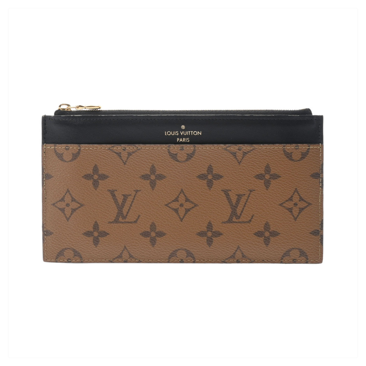 LOUIS VUITTON ルイヴィトン モノグラム リバース スリム パース ブラウン/ブラック M80390 レディース モノグラムキャンバス 長財布 ABランク 中古 