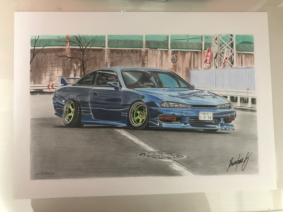 日産シルビア S14 (後期) 改造車 カーイラスト