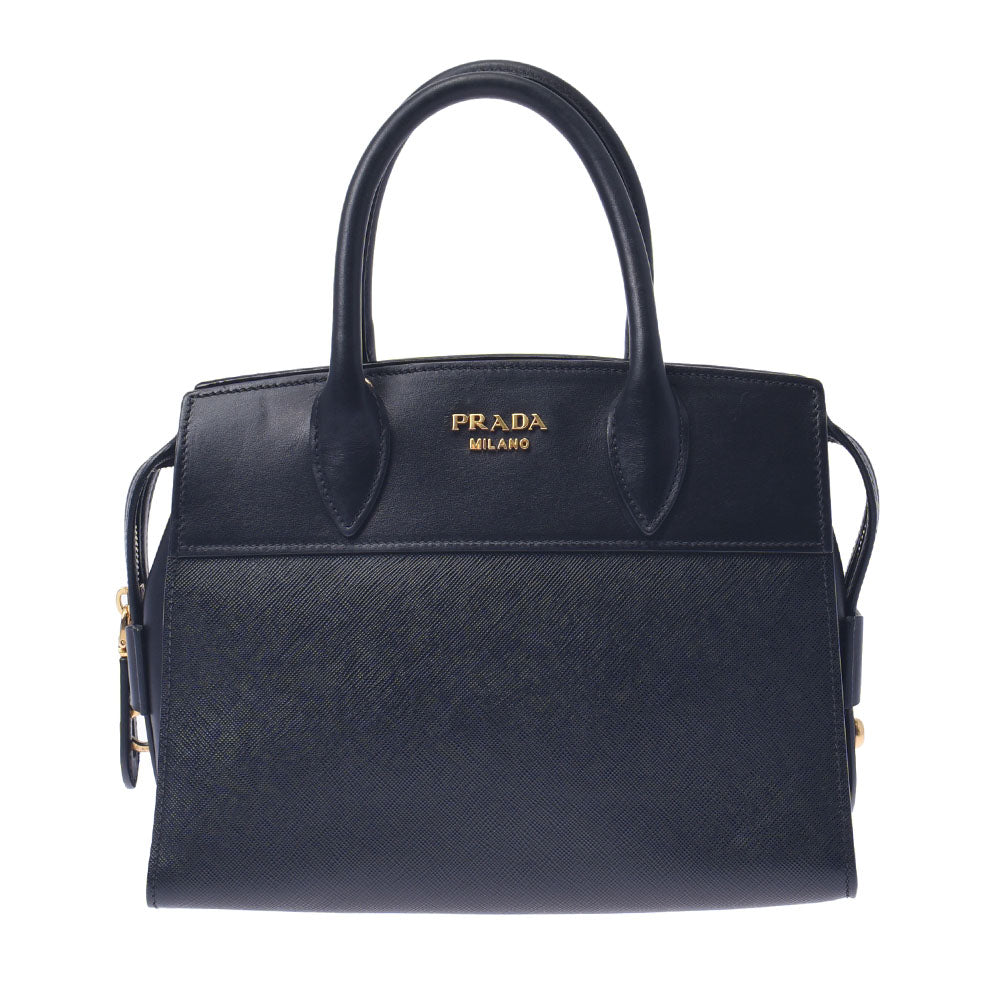 PRADA プラダ 2WAYバッグ ノワール ゴールド金具 レディース サフィアーノ/カーフ ハンドバッグ Aランク 中古 