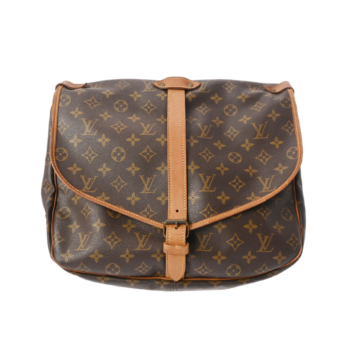 LOUIS VUITTON ルイヴィトン モノグラム ソミュール 35 ブラウン M42254 レディース モノグラムキャンバス ショルダーバッグ Bランク 中古 