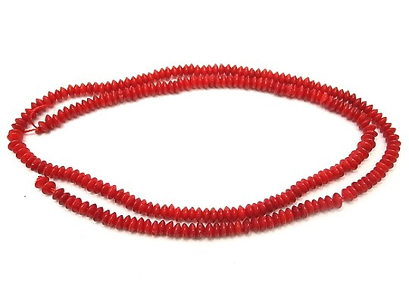 【在庫限り！】天然石 ビーズ 卸売　シーバンブー海竹珊瑚赤色（red coral)　ロンデルビーズ　liw-co-35