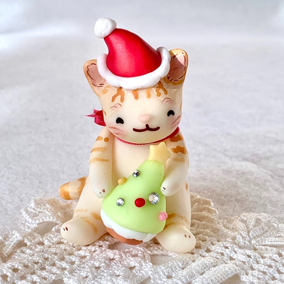 ねこ　サンタクロース　クリスマスツリー　D