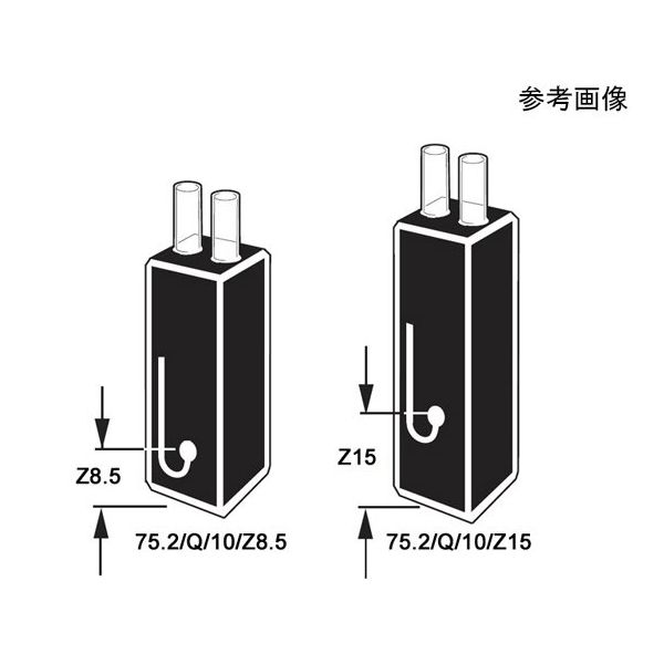 丸窓ウルトラマイクロ＆サブマイクロフロー石英セル 泡抜き用管付き 光路長:10mm Z高さ:15mm