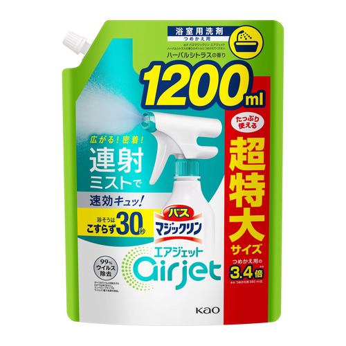 花王 バスマジックリン エアジェット ハーバルシトラスの香り つめかえ大容量1200ml