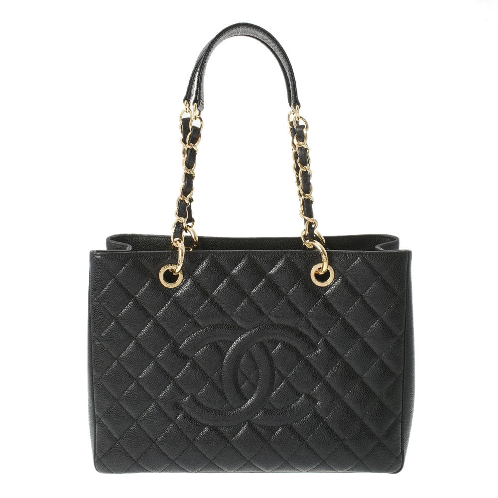 CHANEL シャネル マトラッセ GST グランドショッピングトート 黒 ゴールド金具 レディース キャビアスキン トートバッグ Aランク 中古 