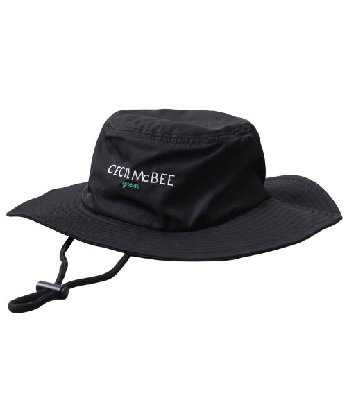 セシルマクビーグリーン CECIL McBEE green ハット 帽子 バケットハット ゴルフ レディース 紐付き 弱撥水ハット ブラック ネイビー 黒 CG