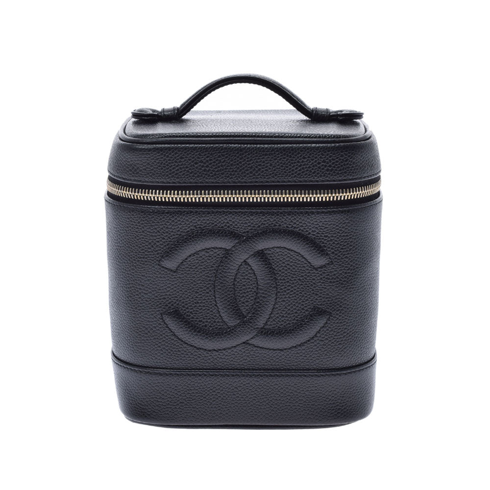 CHANEL シャネル 縦型バニティ 黒 レディース キャビアスキン ハンドバッグ Aランク 中古 