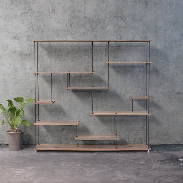 wood iron shelf 1150*1200*225〈グレイッシュカラー〉