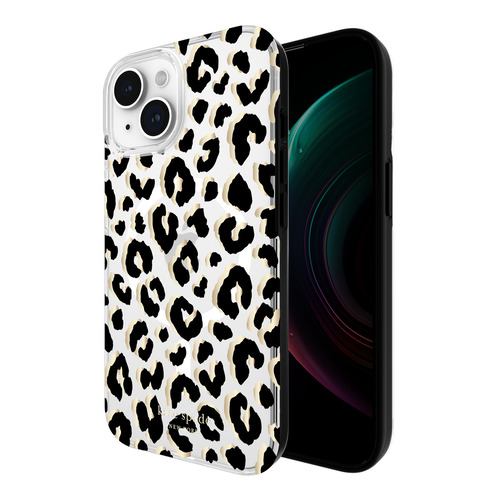 kate spade new york Protective Hardshell Case for MagSafe for iPhone 15 [ City Leopard Black／Gold Foil／Clear ] KS052426 クリア