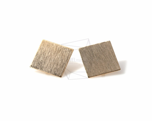 ERG-408-MG【2個入り】 ブラシフラットスクエアピアス/Flat Square Earring Post