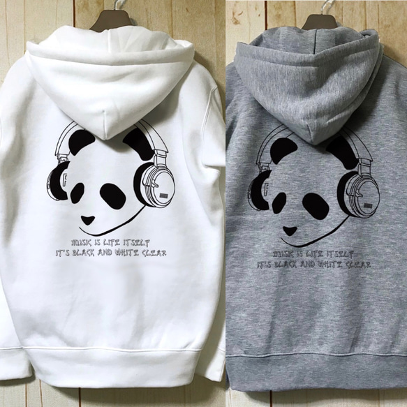 PANDA MUSIC / プルオーバーパーカー / White, Gray