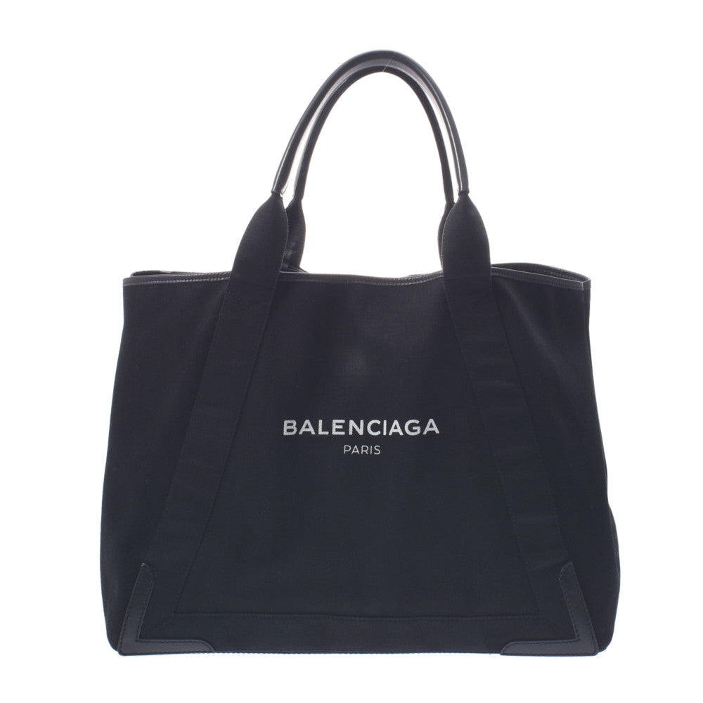 BALENCIAGA バレンシアガ ネイビーカバ M 黒 339936 ユニセックス キャンバス/レザー トートバッグ ABランク 中古 