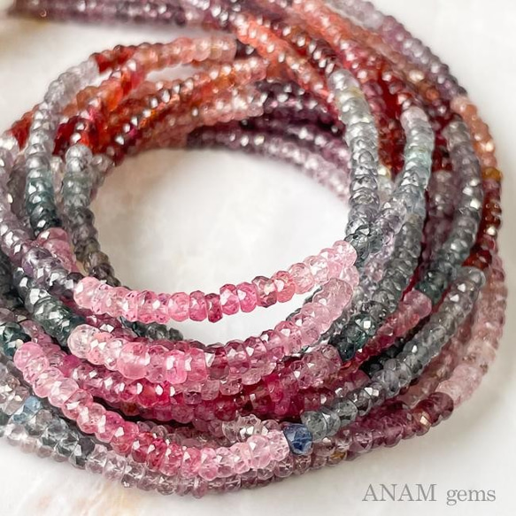 【40cm】マルチカラー スピネル ボタンカット 3mm (ビーズ素材)★ANAM gems