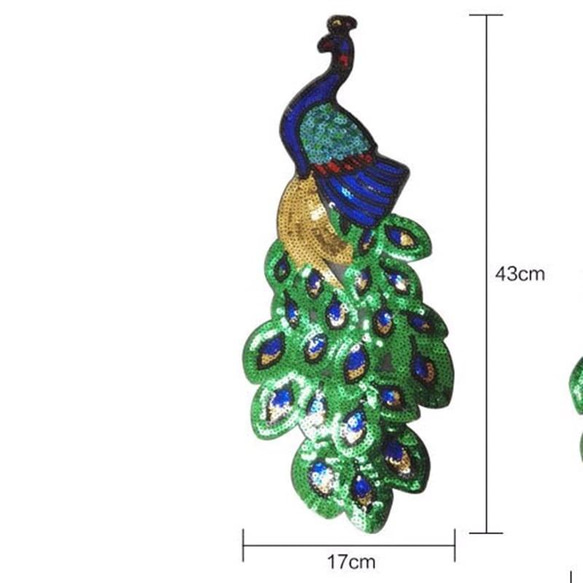 孔雀スパンコールモチーフ　　43cm * 17cm