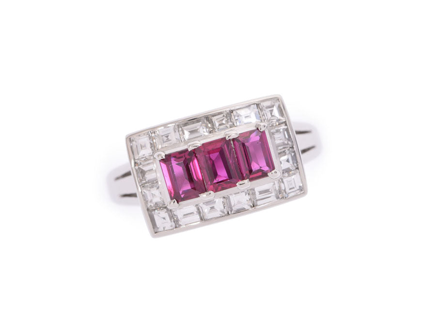 Pmリング ルビー0.87ct ダイヤ0.81ct 7.9g #9 指輪 Aランク 美品 中古 