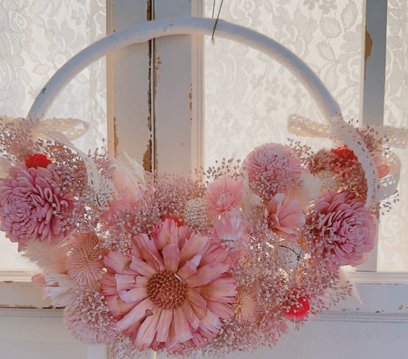 ❤️SALE❤️ Feminine Pink Natural Half Wreath