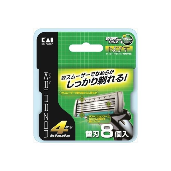 貝印 BS-8KR4 KAI RAZOR 4枚刃替刃 4901331017179 1セット（96個：8個×12）（直送品）