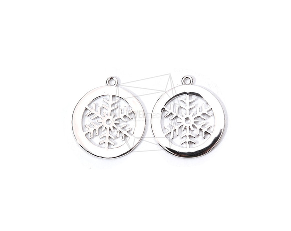 PDT-1791-R【2個入り】ラウンドスノーフレークペンダント,Round Snow Flakes Pendant