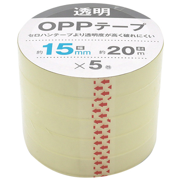 サンノート OPPテープ 15mm×20m 5P クリア 1451OPPﾃ-ﾌﾟ