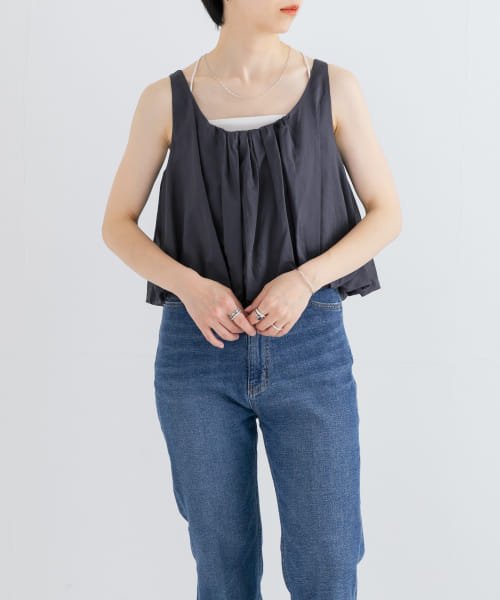 AMOMENTO　SHEER VOLUME CROP TOP