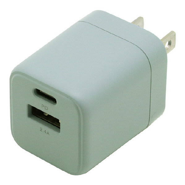 インプリンク PD20W対応 Type-C1ポート/USB1ポート AC充電器 Melia ブルー IMAC1CUPD20BL