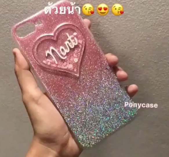 ハート★キラキラ★世界で1つ★名入れいりスマホケース★ponycase★カスタムスマホケース★オリジナルスマホケース