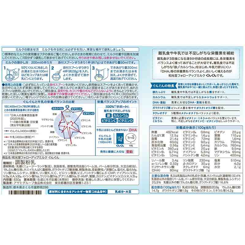 フォローアップミルク ぐんぐん 830g×2缶パック