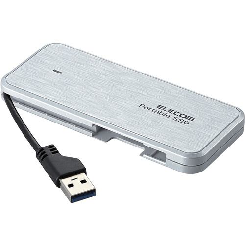 エレコム ESD-ECA1000GWHR 外付けSSD ポータブル ケーブル収納対応 USB3.2(Gen1)対応 1TB ホワイト データ復旧サービスLite付