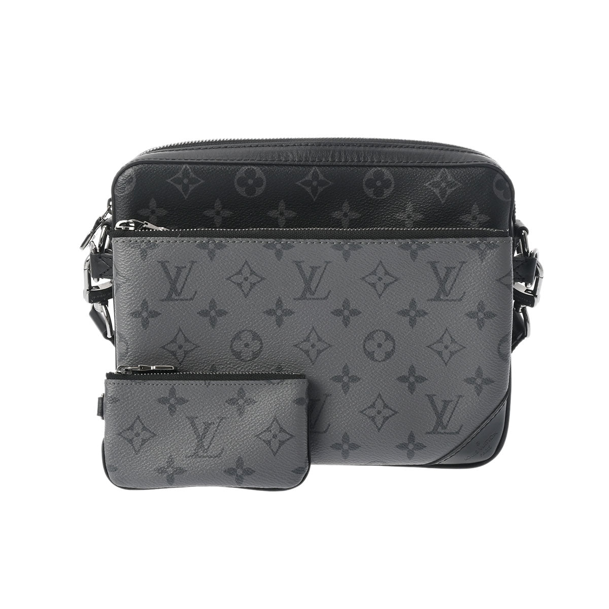 LOUIS VUITTON ルイヴィトン モノグラムエクリプス トリオメッセンジャー 黒/グレー M69443 メンズ モノグラムキャンバス ショルダーバッグ Aランク 中古 