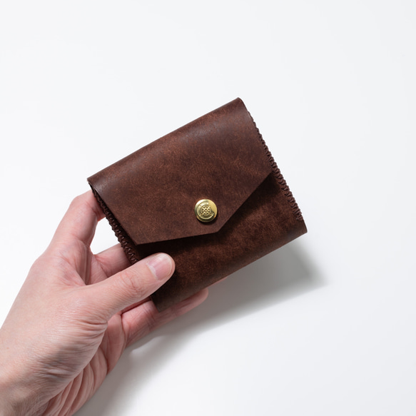 色鮮やかなプエブロレザー　二つ折り財布[ブラウン]/Half Wallet[BROWN]  雑貨　ギフト　レザー