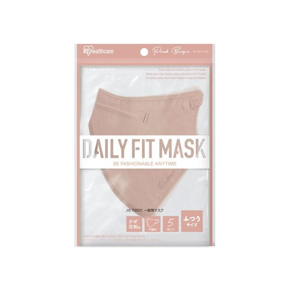 アイリスオーヤマ DAILYFITMASK立体 ふつう 5枚入 ピンクベージュ FCU8482-RK-F5SPB