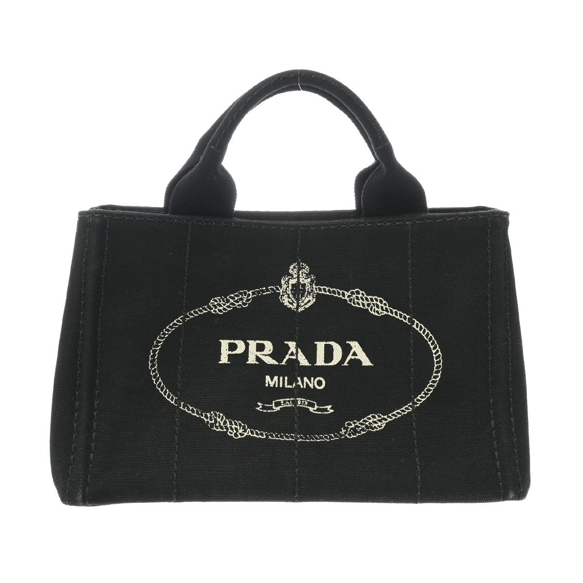 PRADA プラダ カナパ ミニ ハンドバッグ 黒 ゴールド金具 - レディース キャンバス トートバッグ ABランク 中古 