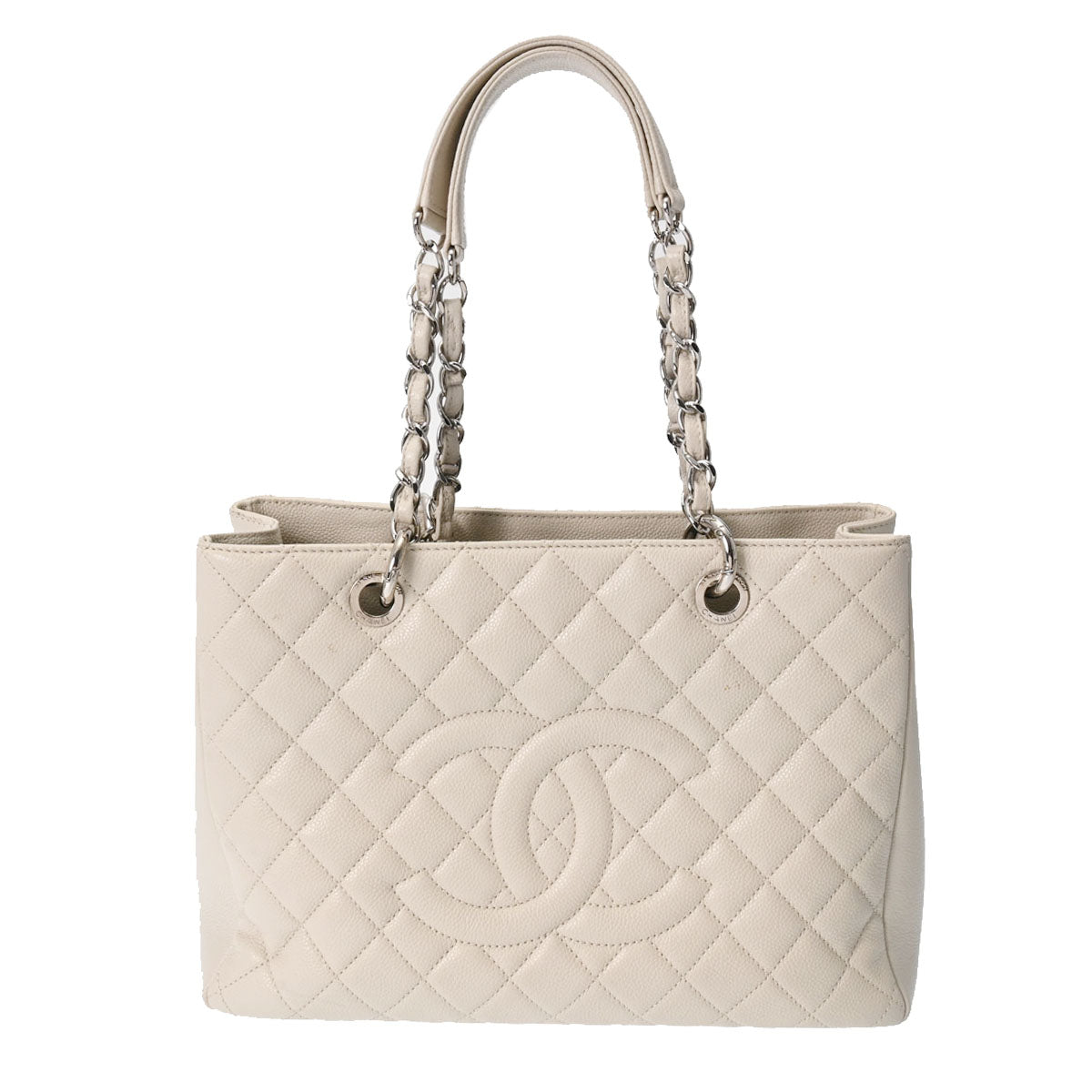 CHANEL シャネル GST グランドショッピングトート アイボリー シルバー金具 A50995 レディース キャビアスキン トートバッグ ABランク 中古 