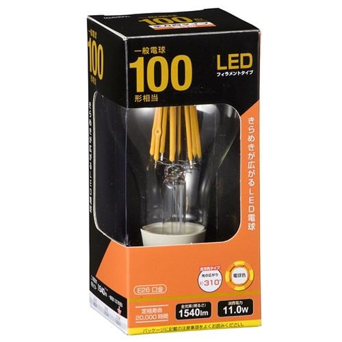 オーム電機 LDA12L C6 LED電球 フィラメント E26 100形相当