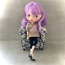 ミニチュアソファ　紺花柄　ブライスやリカちゃん等1/6ドールサイズ　推し活に