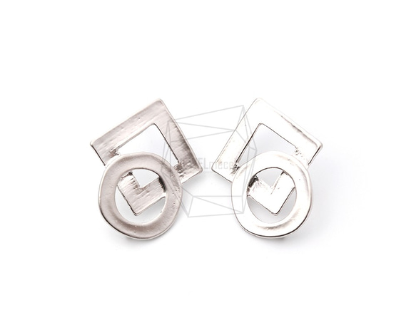 ERG-1146-MR【2個入り】スクエアサークルピアス,Square circle Post Earrings