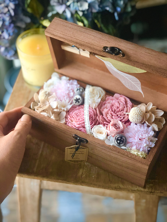 ２way Wood Box flower　Pink