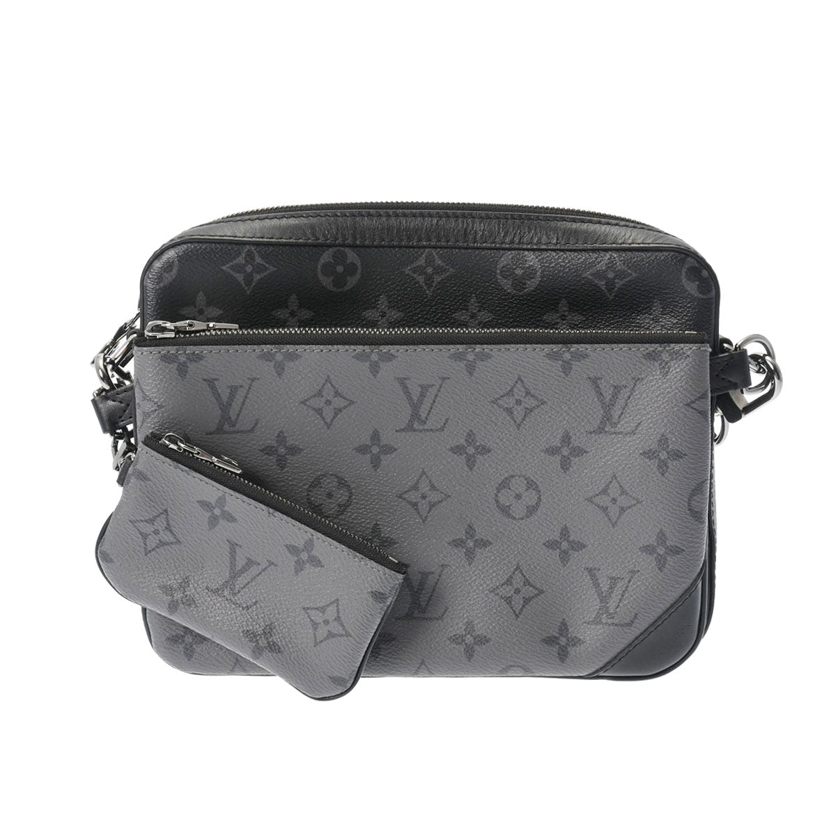 LOUIS VUITTON ルイヴィトン モノグラムエクリプス トリオメッセンジャー 黒 M69443 メンズ モノグラムキャンバス ショルダーバッグ Aランク 中古 