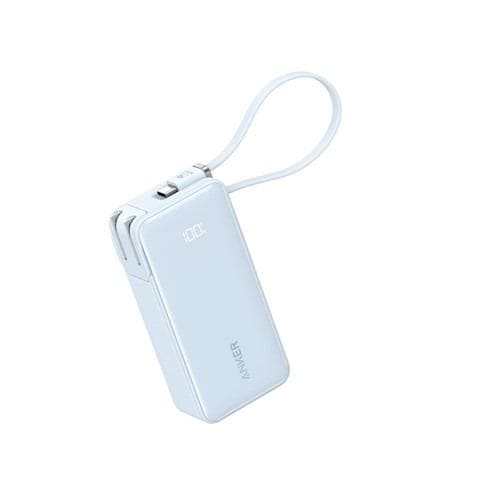 アンカー A1637N31 モバイルバッテリー Power Bank （10000mAh、Fusion、Built-In USB-C ケーブル）ブルー