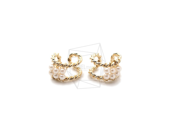 ERG-1628-G【2個入り】パールラウンドイヤーカフ/Pearl Round Earcuffs Earrings