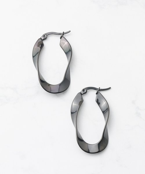 【76】【SV06034】Stainless Tears Ring Pierce 35mm－ティアーズリング ピアス