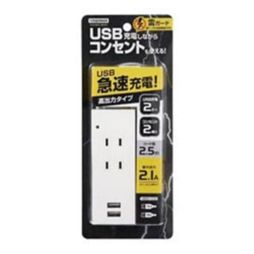 ヤザワ Y02K4025WH2U 雷ガード付2AC2USB2.1A 2.5m ホワイト