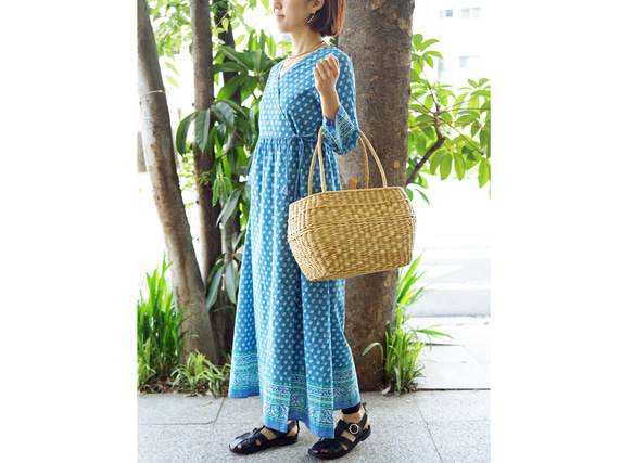 ★SALE【即納可】カシュクール・エスニックプリント・ワンピ（NK23-009-blue）