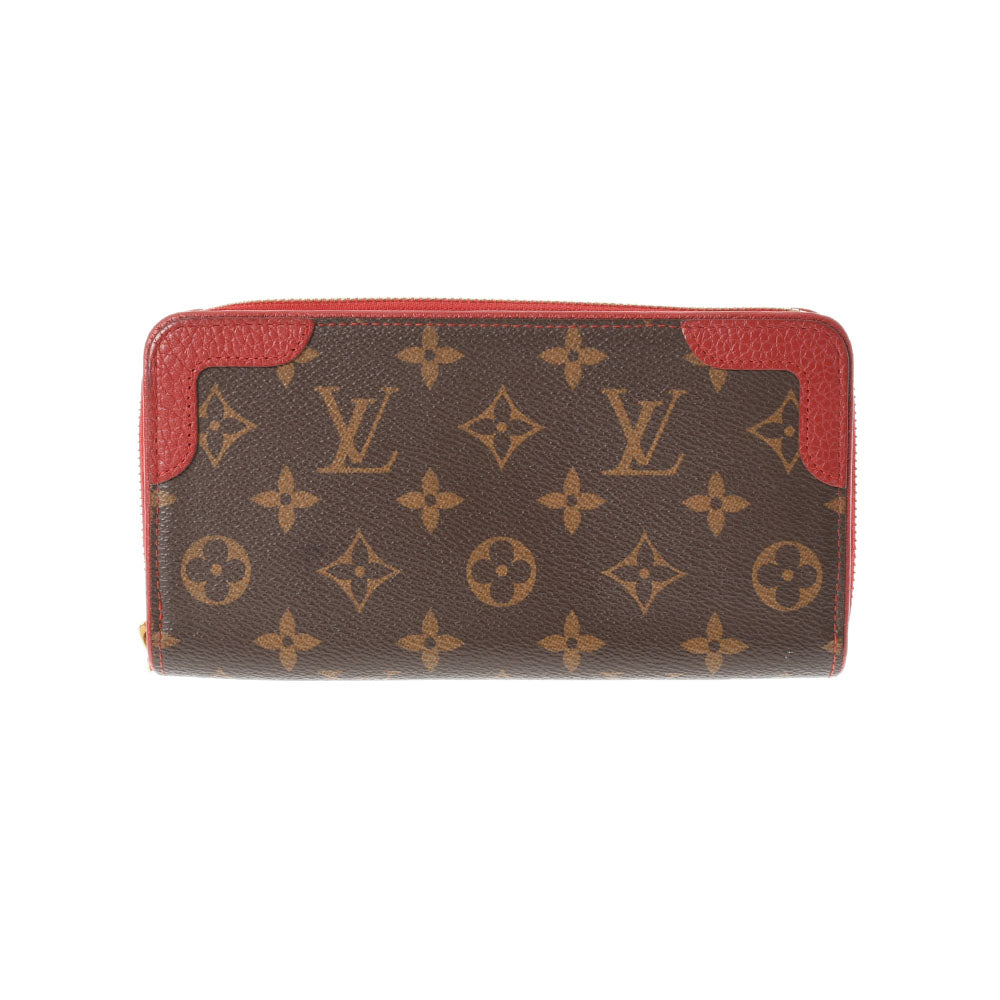 LOUIS VUITTON ルイヴィトン モノグラム ジッピーウォレット レティーロ  スリーズ(赤) M61854 レディース モノグラムキャンバス 長財布 ABランク 中古 