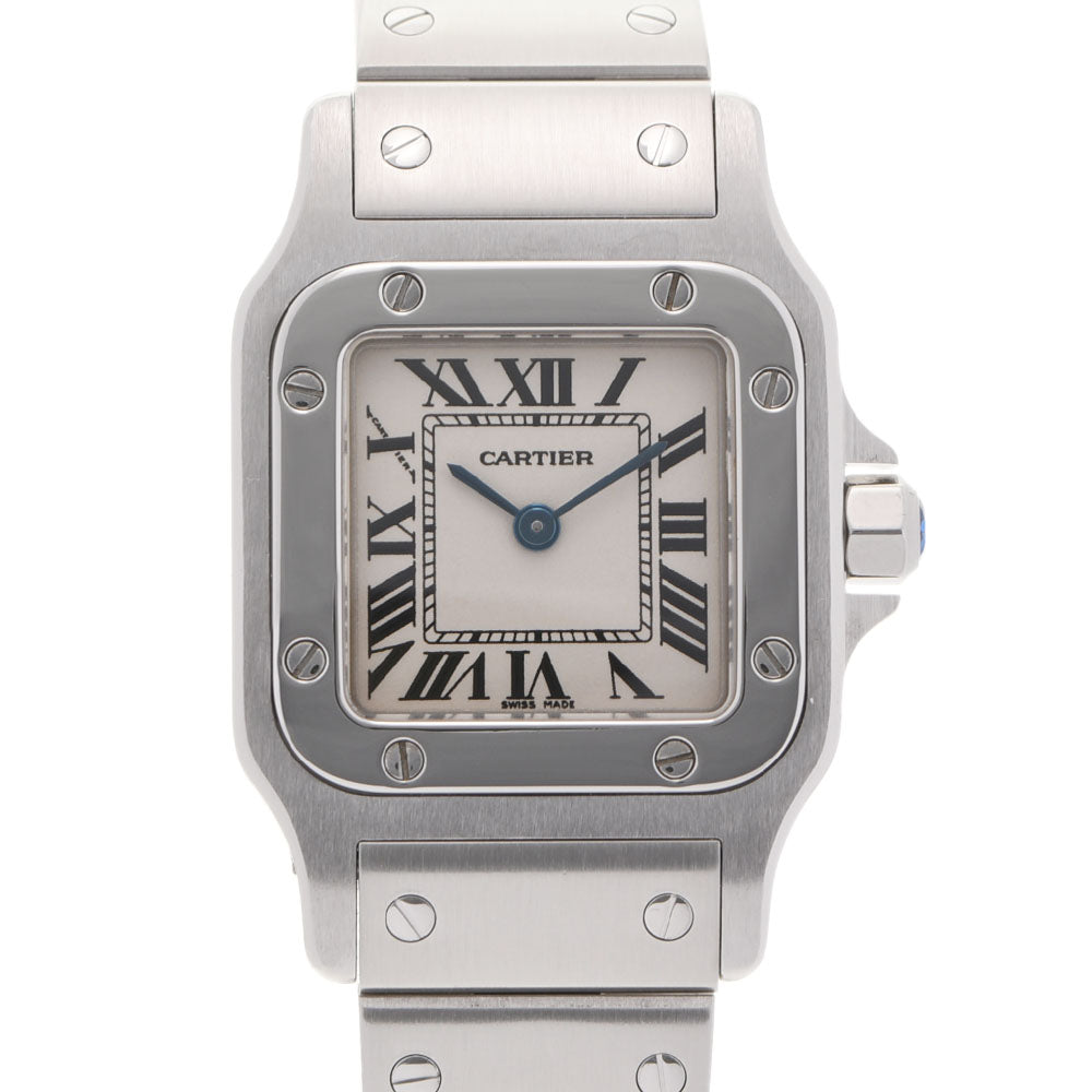 CARTIER カルティエ サントス ガルベ SM W20056D6 レディース SS 腕時計 クオーツ アイボリー文字盤 Aランク 中古 