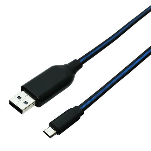 ミヨシ SLE-M10／BL LED付きUSBケーブル microUSB端子 ブルー 1m