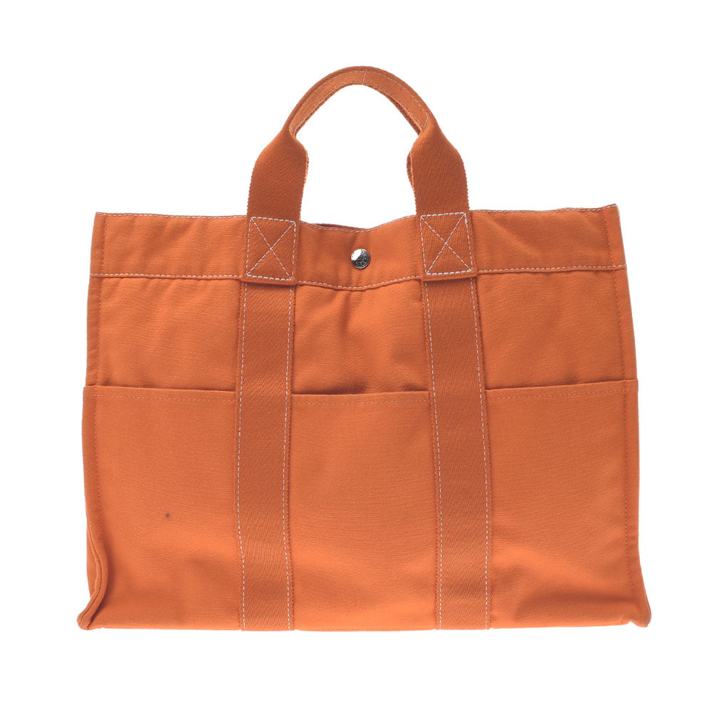 HERMES エルメス ドーヴィルMM 2003年 フレンチフェスティバル限定 オレンジ ユニセックス キャンバス トートバッグ ABランク 中古 